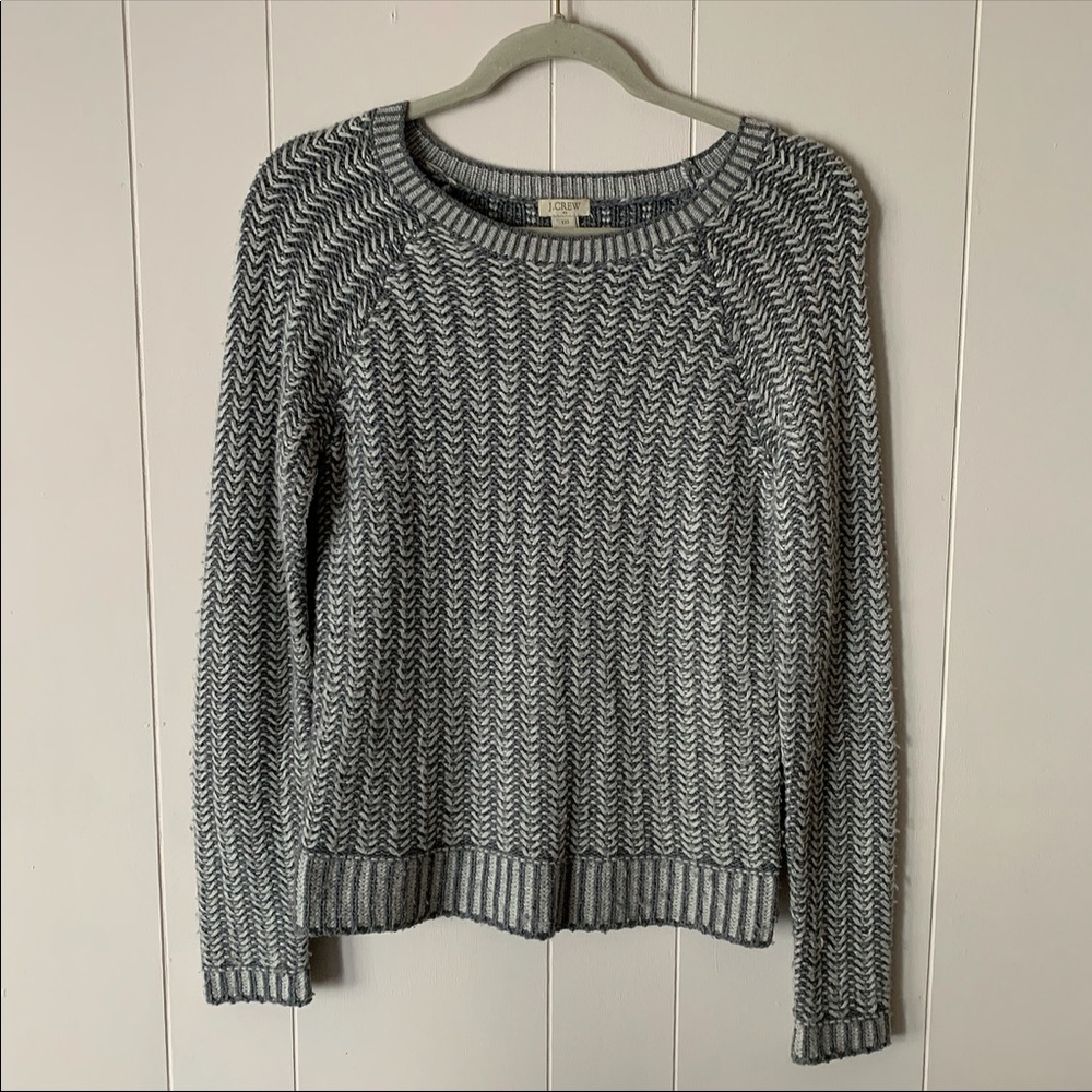 J.CREW | Grey & White Chevron Knit Sweater